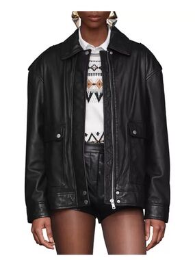 Genuine Leather Oversized Jacket
